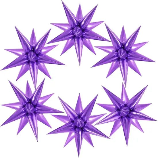 72 Pcs Purple Star Balloons Foil Explosion Balloons Magic 12 Point Star Cone Balloon Arch Garlands Large for Birthday Wedding Anniversary Graduation Halloween Party Decorations Backdrops {1}