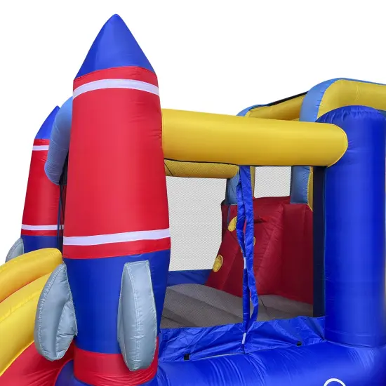 Cloud 9 Inflatable Rocket Bounce House with Blower, Bouncer for Kids with Two Slides and Large Jumping Area {5}