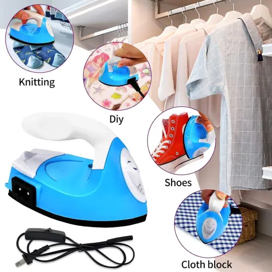 Mini Heat Press Iron Machine,Portable Mini Electric Iron,Small Heat Press Iron,Mini Iron Press for Clothes Shoes Bags Hats,Iron Press Machine for Heating Transfer,Silicone Pad Included (Blue) {5}