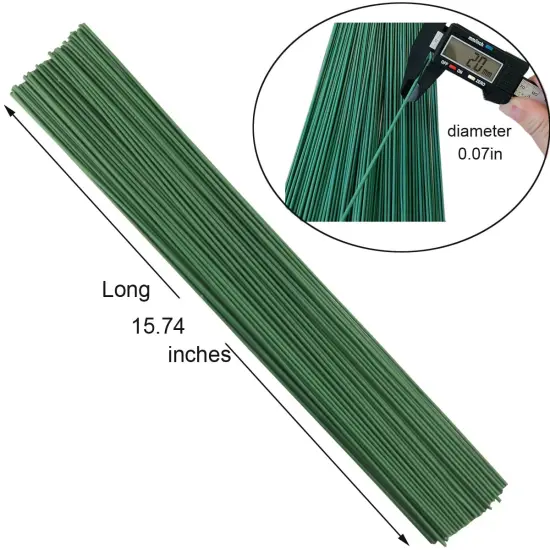Pack of 50, Diameter 2mm Dark Green Paper Wrapped Floral stem Wire 16 Inch Floral Stem Wire - DIY Bouquet Stem Wrapping and Crafts {2}