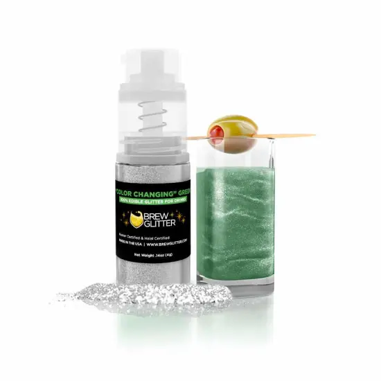 Brew Glitter - Green Color Changing Edible Drink Glitter (4g, Mini Spray Pump) for Beer, Cocktails and Beverages {1}