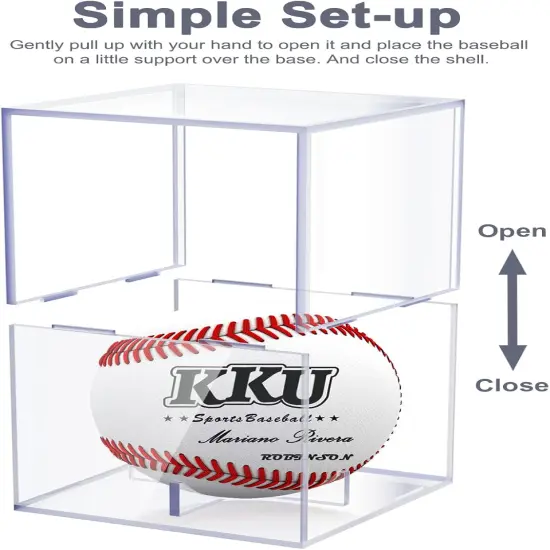 2 Pack Acrylic Baseball Display Case with Sleek Base, Dustproof UV Protected Baseball Case, Transparent Baseball Holder Display Case for Signed Balls Memorabilia, Black {4}