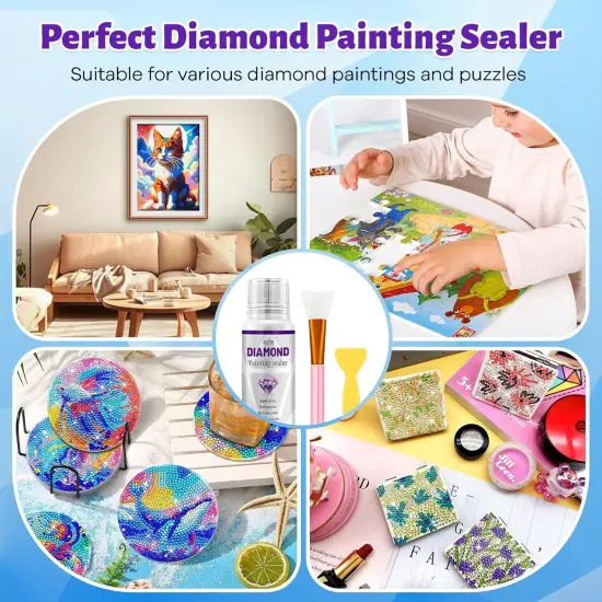 Diamond Painting Sealer 120ML,Diamond Art Accessories Tools, Diamond Art Glue with Silicone Brush,Permanent Hold & Shine Effect Conserver for Diamond Paintings and Puzzles(4OZ) {4}