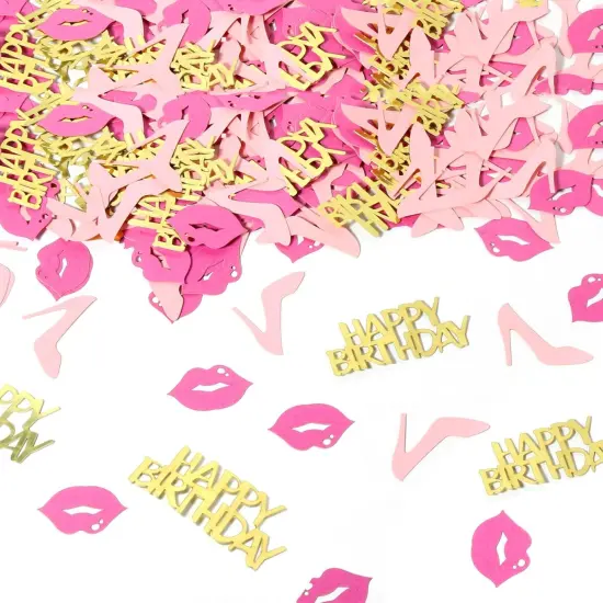 Girl Happy birthday confetti high heels and lips confetti for woman birthday party table decorations {1}