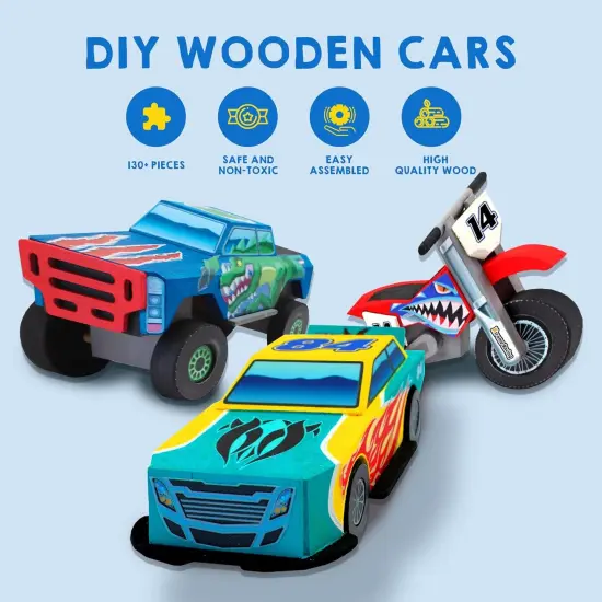 Kids Craft Kit Build & Paint Your Own Wooden Race Car Art & Craft Kit {3}