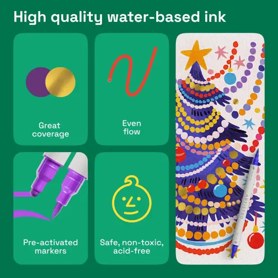 ARTISTRO 24 Acrylic Paint Markers for Fabric, Rocks, Paper, Wood, Canvas, Glass, DIY - Safe for Kids Dual Tip Acrylic Paint Pens (Dual Tip Dot + Brush, 24) {3}