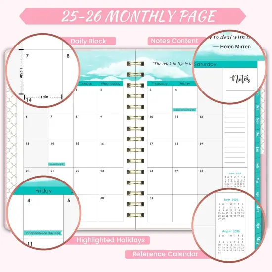 Planner 2025-2026 - July 2025 - June 2026, Academic Planner 2025-2026, 6.3" x 8.4", 25-26 Weekly and Monthly Planners with Tabs - Pink Marble {3}