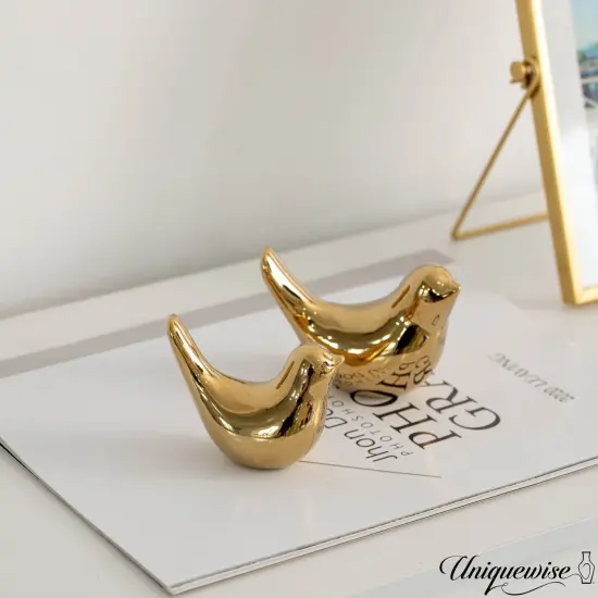Uniquewise Gold Bird Figurine Elegant Home D&eacute;cor {6}