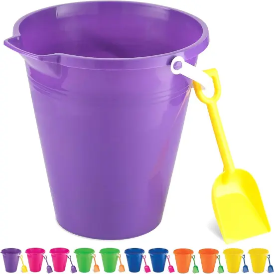 4E's Novelty 12 Pack Large Sand Bucket with Shovel &ndash; 9" Beach Bucket Set for Sand Castle Toys & Beach Essentials for Vacation {1}