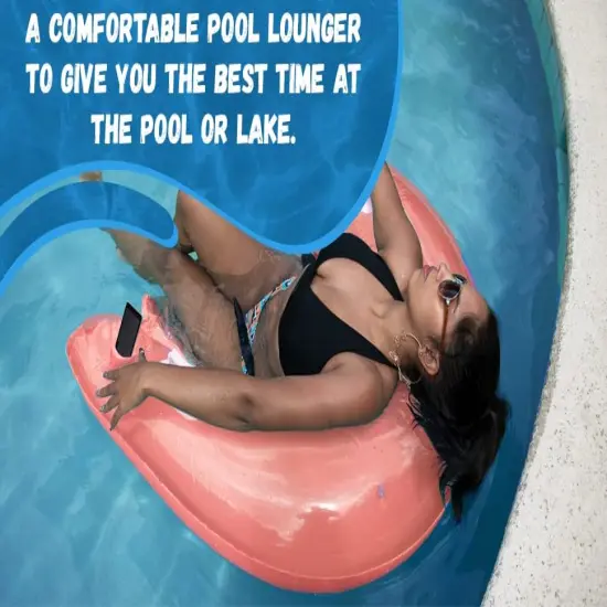 4E&rsquo;s Novelty 2 Pack Inflatable Pool Chair Float - Pool Floats for Adults with Drink & Phone Holder Heavy Duty Lounger Floating Recliner Water Lake Beach Tanning Float {4}