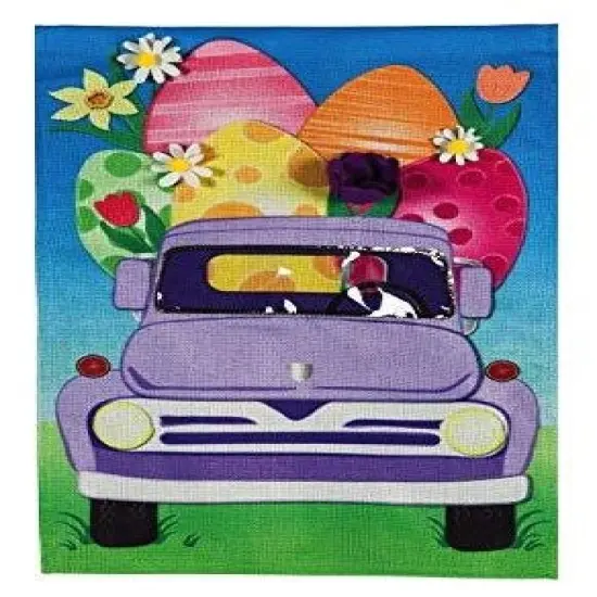Easter Egg Truck 2 Sided Garden Flag {1}
