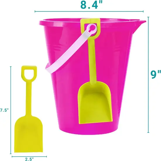 4E's Novelty 12 Pack Large Sand Bucket with Shovel &ndash; 9" Beach Bucket Set for Sand Castle Toys & Beach Essentials for Vacation {3}
