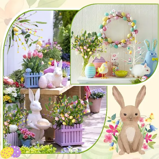 6PCS Easter Egg Stems Flowers Artificial Spring Flowers Floral Stems Easter Decorations Artificial Easter Floral Picks and Sprays Berry Stems for Easter Home Vase Table Centerpieces Wreath {3}