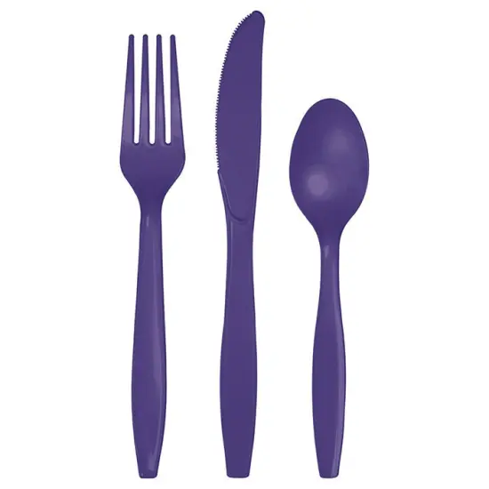 288 pc Bulk Purple Assorted Plastic Cutlery {1}
