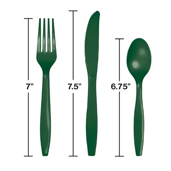 288 pc Bulk Hunter Green Assorted Plastic Cutlery {2}