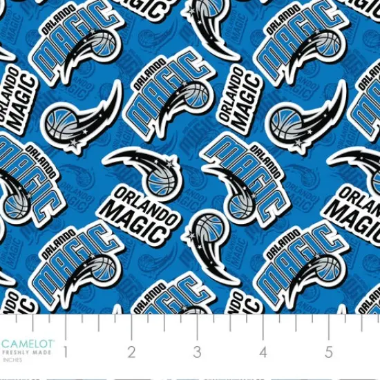 NBA Licensed Orlando Magic Toss Blue Cotton Fabric by the Yard {1}