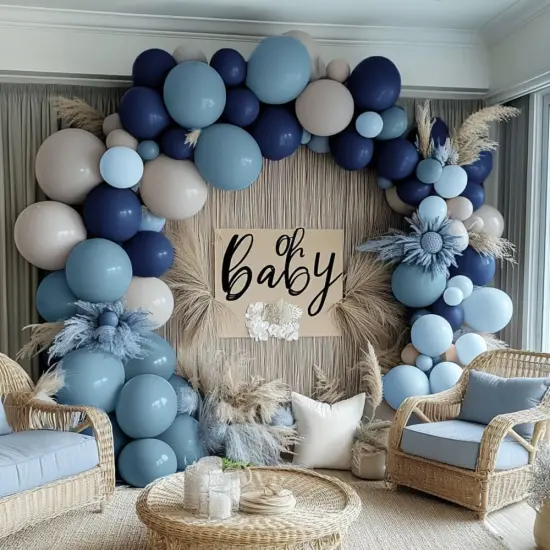 Navy Balloon Arch Kit - Double Stuffed Dusty Pastel Blue Garland Dark Light Blue Grey Latex Balloons for Baby Bridal Shower Birthday Wedding Graduation Party Decoration {4}