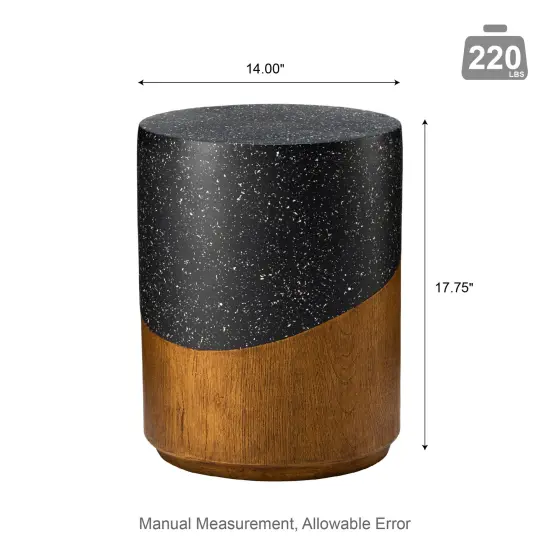Set of 2 17.75"H Multi-functional MGO Faux Terrazzo and Wood Texture Garden Stool or Planter Stand or Accent Table {6}