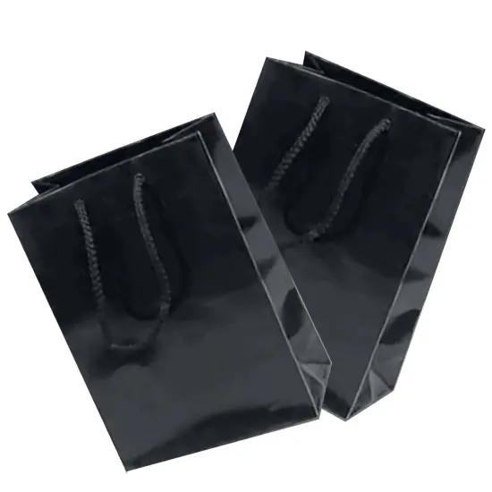 Stylish 8'' x 4'' x 10'' Glossy Euro Totes for Retail Packaging Black {2}