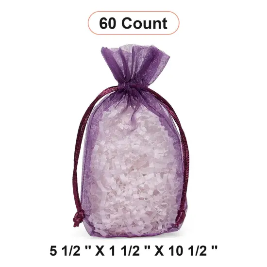 Flat Bottom Organza Bags 5 1/2 '' X 1 1/2 '' X 10 1/2 '' for Craft Projects Purple {1}