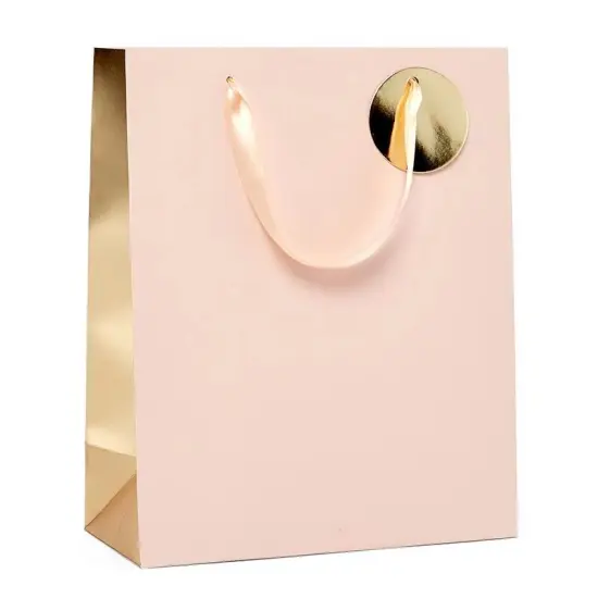 Two-Tone Metallic Totes for Stylish Gift Bags 10 1/4'' x 4 3/4'' x 12 5/8'' Pink {2}