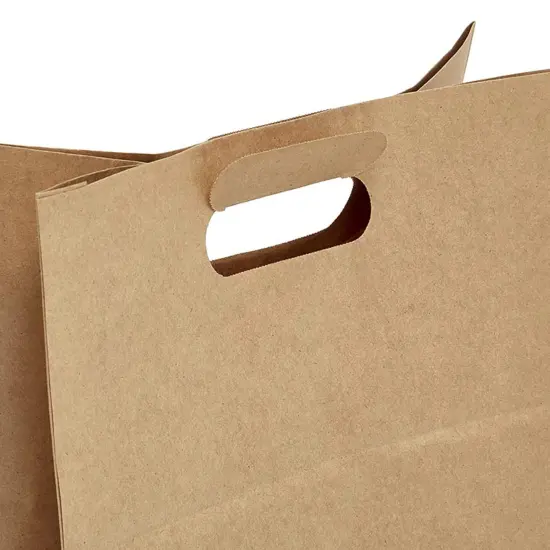 Premium Die Cut Handle Paper Bags Compact 7 1/8" x 3 1/4" x 10 3/4" {6}