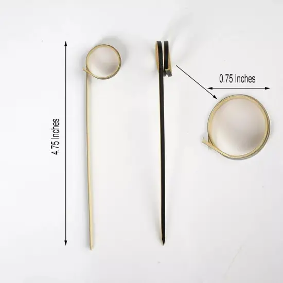 100 Black Natural Bamboo SKEWERS Picks Loop Ring Party Buffet Home {3}