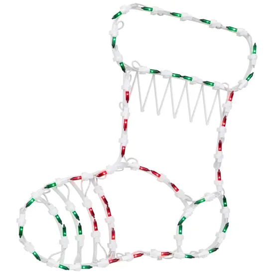 Northlight Lighted Stocking Silhouette Window Christmas Decoration - 18" - Red and Green White {5}