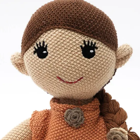 100% Handmade Cotton knitted Soft Princess Plush Toy Brown {3}