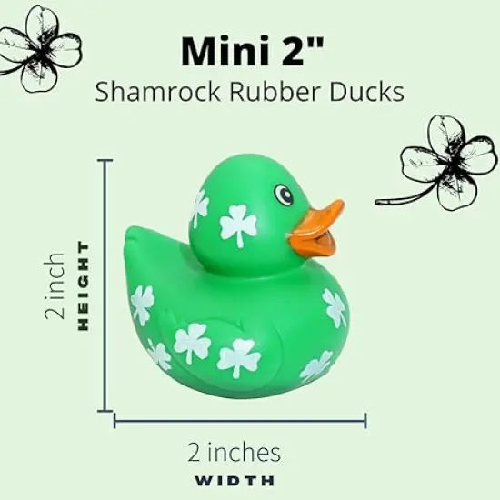 4E's Novelty 24 Pcs St Patricks Day Rubber Ducks - 2 inch Shamrock Rubber Duckies Bulk - St. Patrick's Day Gifts for Kids Party Favors Accessories {5}