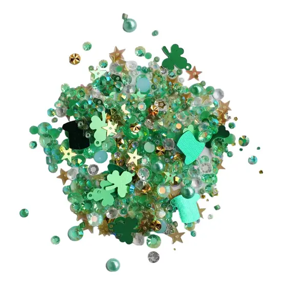 St. Patrick&rsquo;s Day Buttons & Embellishments Set &ndash; 5-Pack Including Glitter Shamrocks, Leprechaun Hats, Green Flowers & Sprinkles for DIY Crafts, Shaker Projects & Scrapbooking {2}