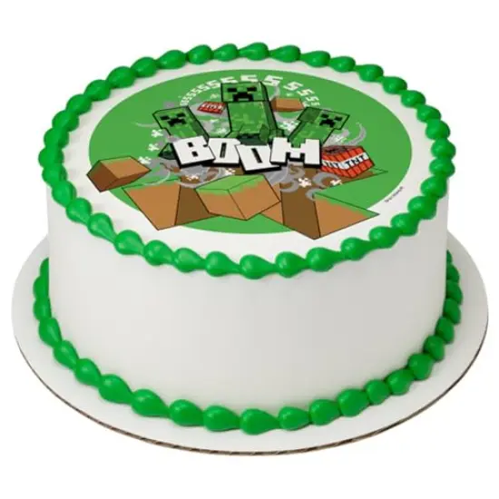 Minecraft BOOM PhotoCake&reg; Edible Cake Topper Icing Image for 6 Inch Round Cake or Larger {1}