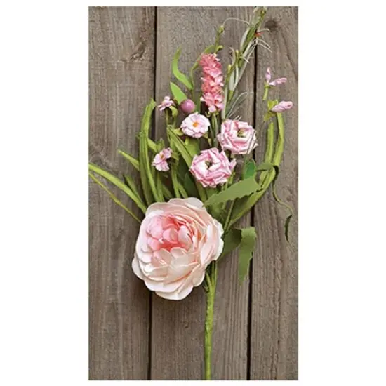 17&rdquo;Long Soft Pink Cabbage Rose Pick with Mauve Berry Spray {2}