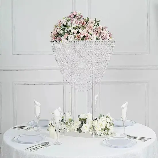 Clear 32 in Acrylic Flower DISPLAY STAND Crystal Chandelier Centerpiece Party {2}