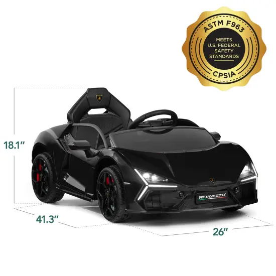 Best Choice Products Kids 12V Ride-On Car Officially Licensed Lamborghini Revuelto w/ Remote, LED Lights Black {2}