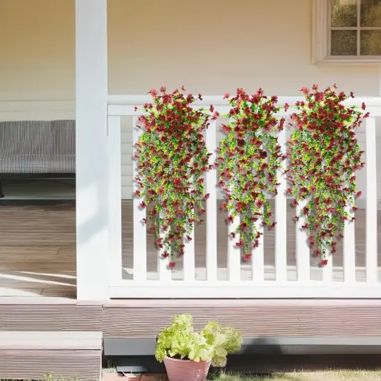 Vibrant Faux Daisy Hanging Plants - 2PCS Fall D&eacute;cor Brown {5}