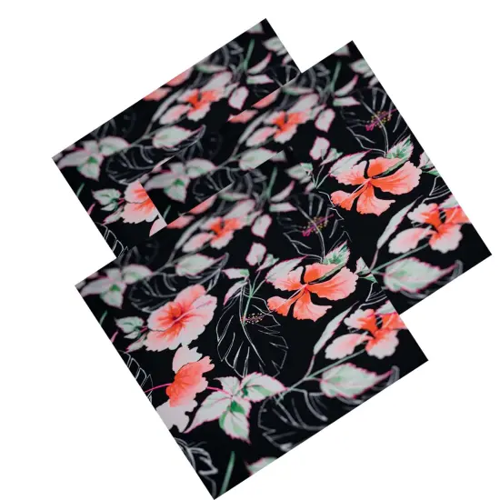 Hibiscus Flowers on Black Printed Spandex Fabric {2}