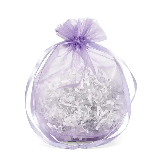 Wide Round Flat Bottom Organza Bags 6 1/2 '' X 4 '' X 7 '' for Favor Packaging Lavender {2}