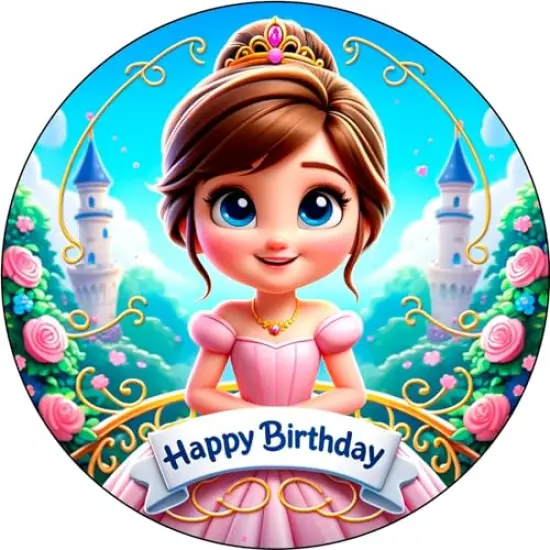Princess Themed Edible Cake Topper Icing Image for 8 inch round cake or larger {1}