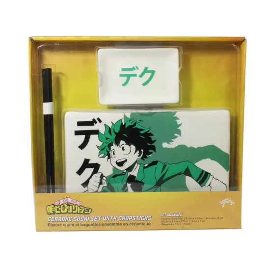 My Hero Academia Deku Sushi Plate Set | Sushi Plate, Soy Sauce Dish, & Chopsticks {3}