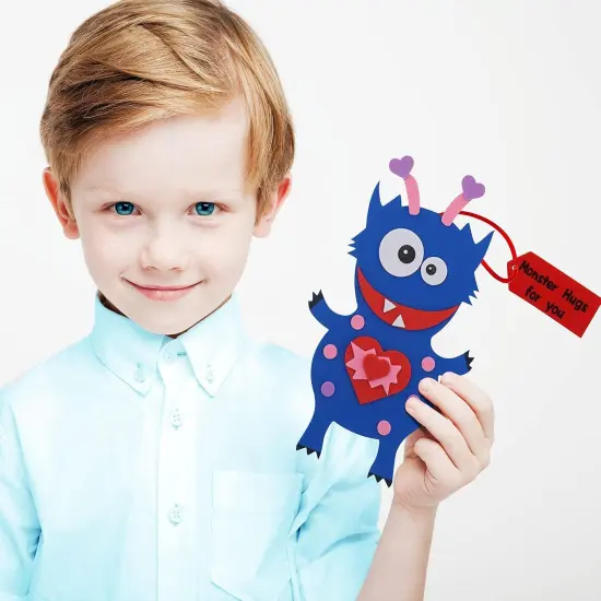 12 Pack Monster Valentines Craft Kit - DIY Love Monster Craft for Kids Classroom Activity {3}