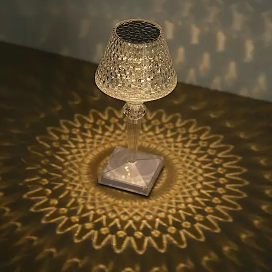 Clear 10" Acrylic Crystal Cup Shape TABLE LAMP USB Rechargeable LED Light Party {5}