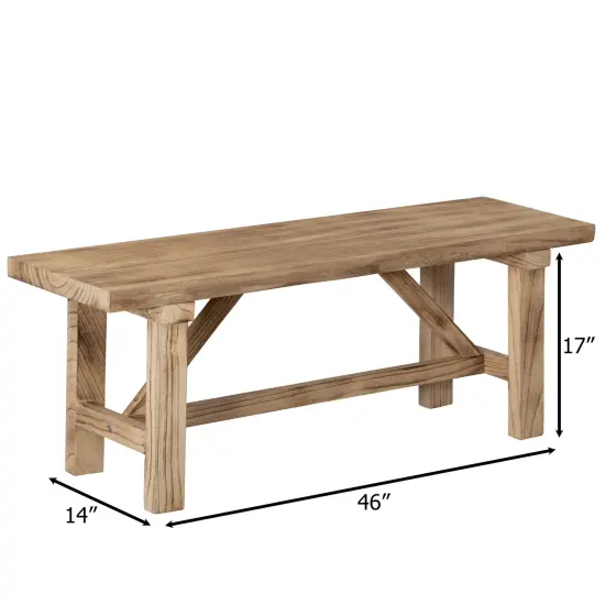 Vintiquewise Wooden Bench Farmhouse Entryway Organizer Retro Rustic Accent Seat Natural Wood Armless Design for Living Room Hallway Kitchen Dining Room Stylish & Practical D&eacute;cor for Indoor Space {10}