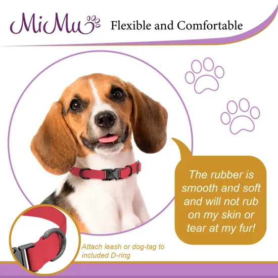 MiMu Small Silicone Dog Collar - Pink 17in Stylish Dog Collar with Clasp Buckle {6}