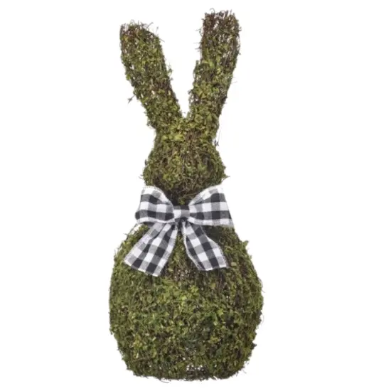 16" Mossed Twig Bunny with Ribbon - Rustic Easter and Spring Decoration {1}