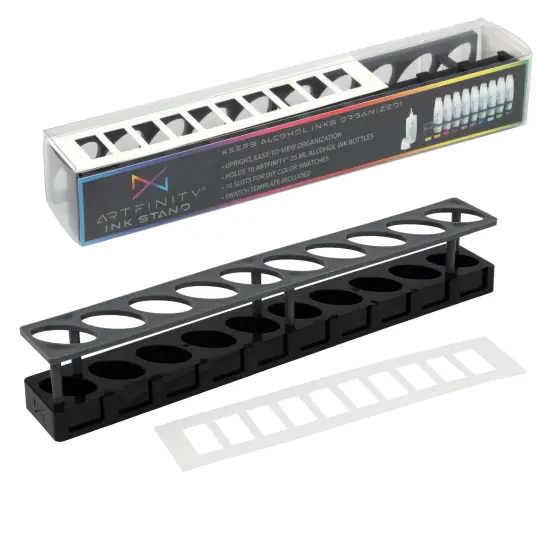 Artfinity Alcohol Ink 10-Slot Stand -Acrylic Upright Storage for Artists - Organize and Store Up to 10 Artfinity Alcohol Inks - Space-Saving Design with Swatch Template Black {1}