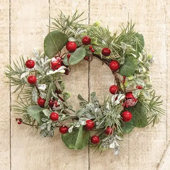 Snowy Holiday Red Berry & Bell Candle Ring {3}