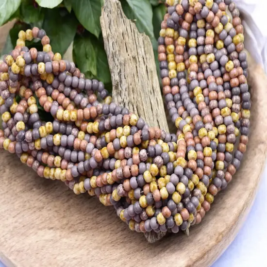 4/0 Aged Cherry Blossom Picasso Mix Seed Beads (20" Strand) {1}