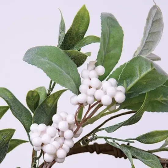 Frosty Gathered Greens & Berries Candle Ring 6.5" {2}