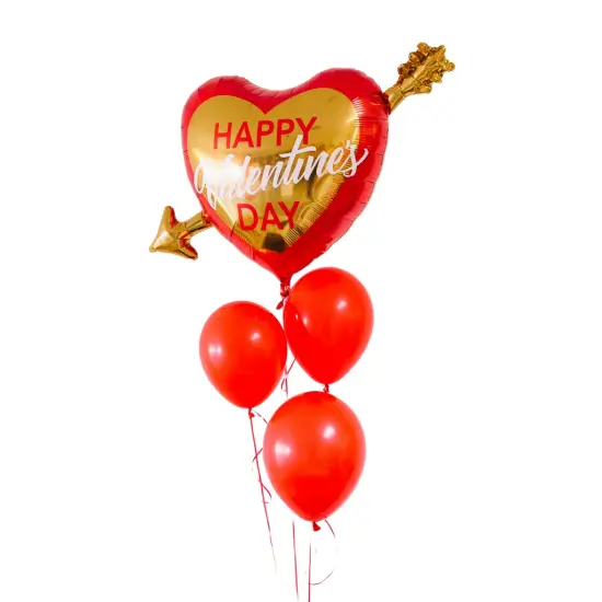 SMALL TRADITIONAL VALENTINE'S BALLOON BUNDLE WITH HELIUM {1}
